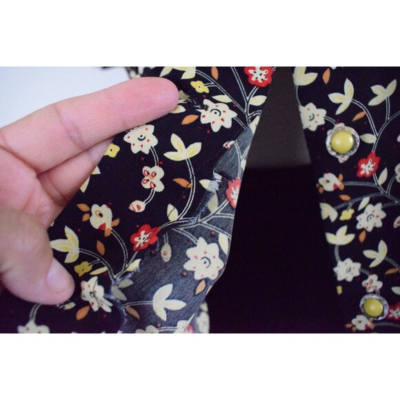 Vintage 80s‎ Handmade Polyester Dark  Floral Blouse - Picture 10 of 10
